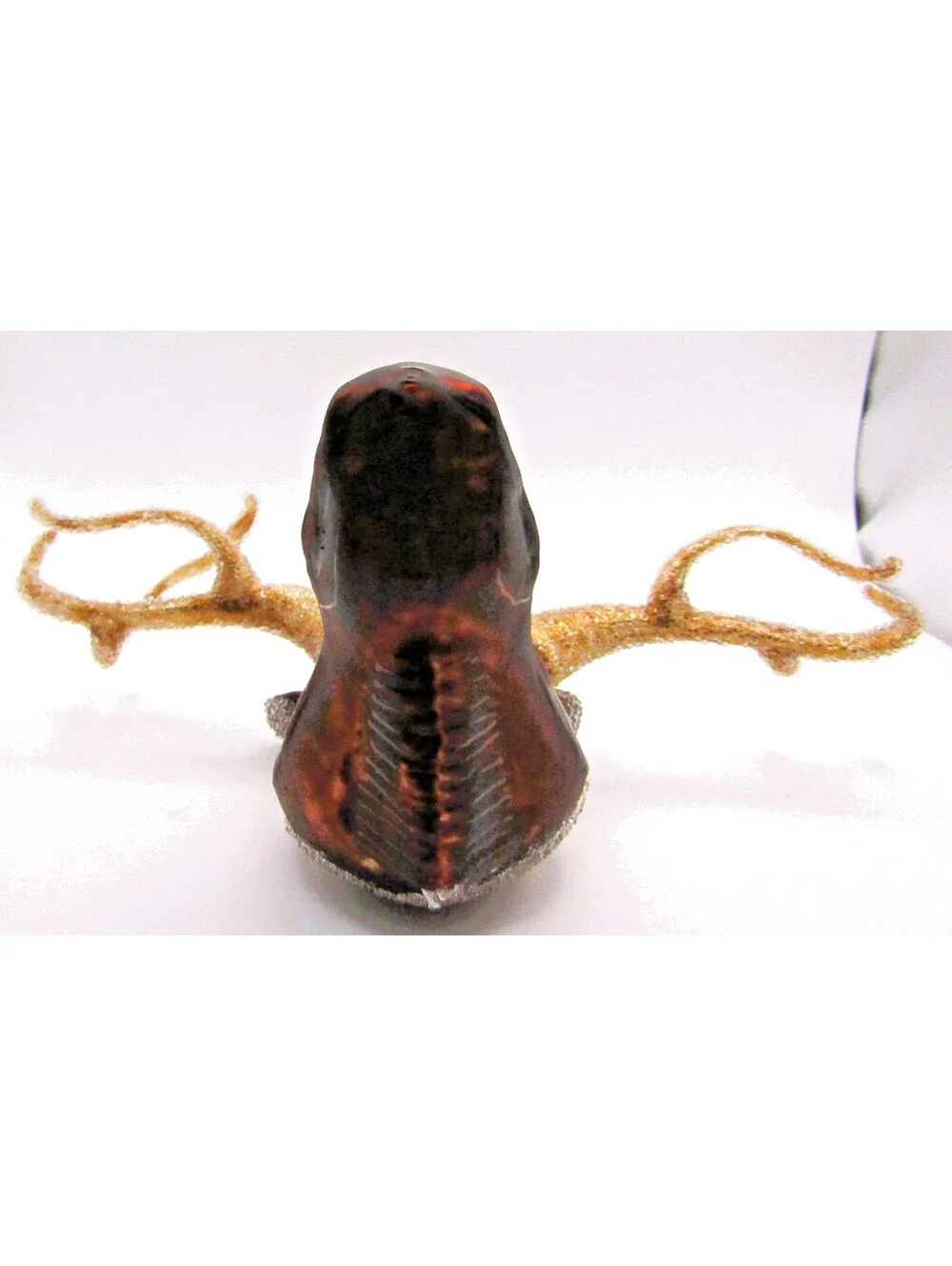 Large Vintage Sugared Blown-Glass Moose Head Christmas Tree Ornament